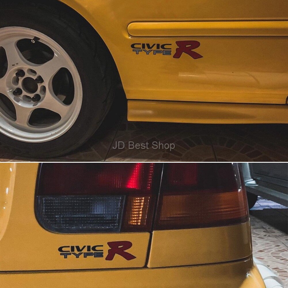 JDM Sticker Type R Racing Style Set 3pcs Side & Rear For Honda Civic EK9 3Dr 4Dr
