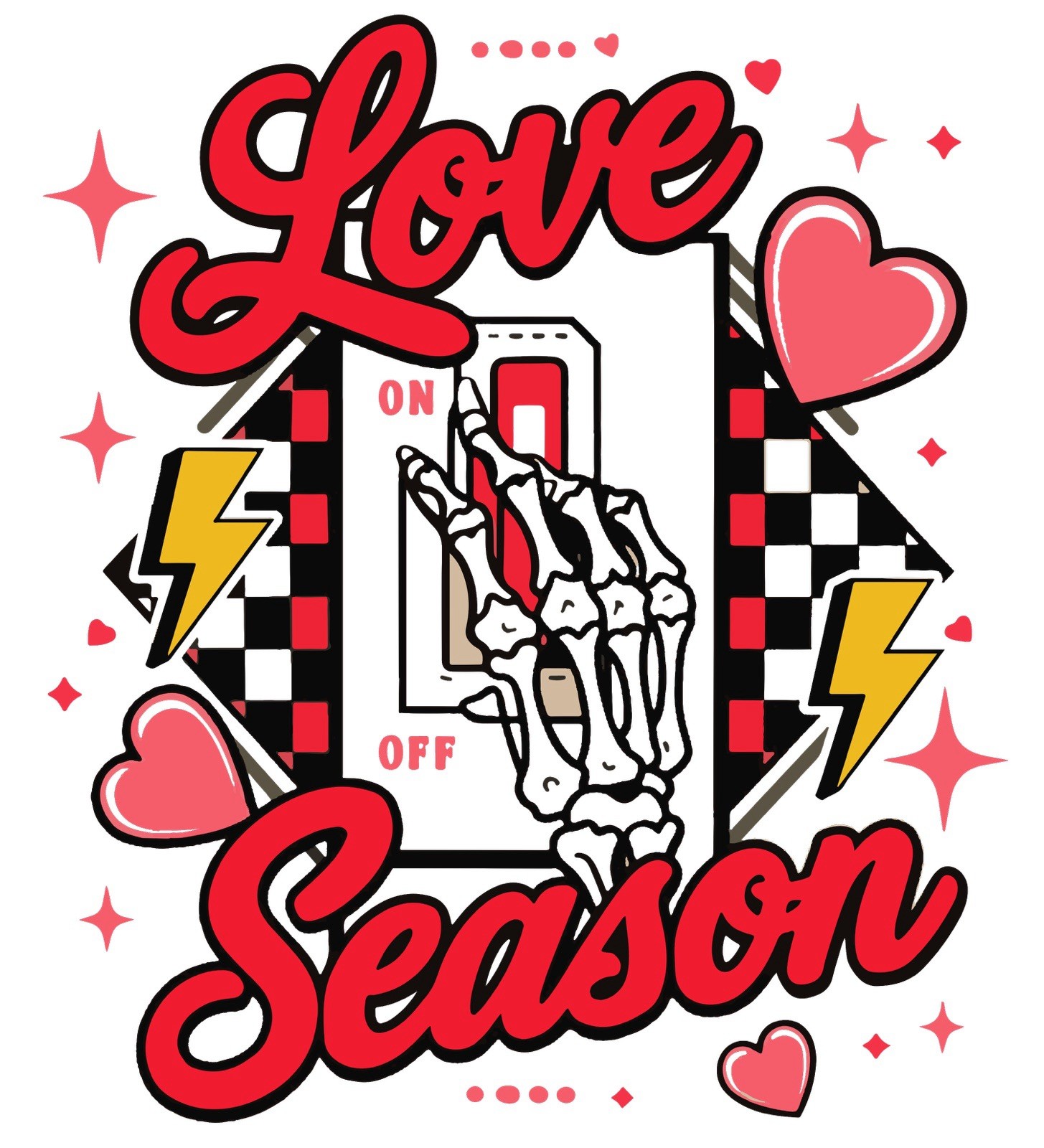 Funny Holiday Sticker (3 Inch) Valentine Skeleton Hand Light Switch Love Off On!
