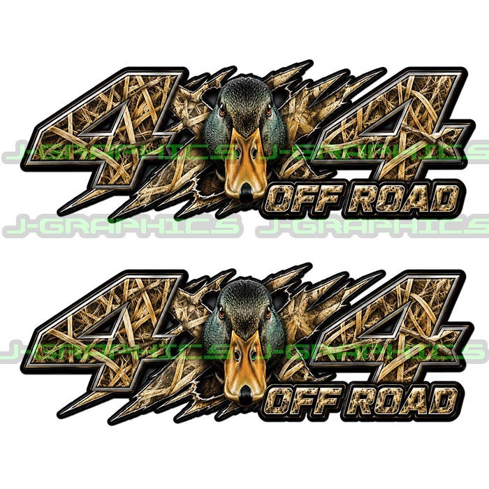 4×4 Off Road Tall Grass Camo Duck Hunt Decal Truck Bedside Fender Sticker Pair E