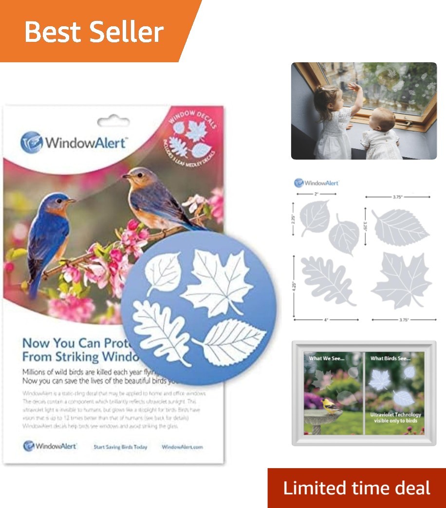 Protect Birds with Leaf Medley UV-Reflective Window Decals – 5 Decorative Clings