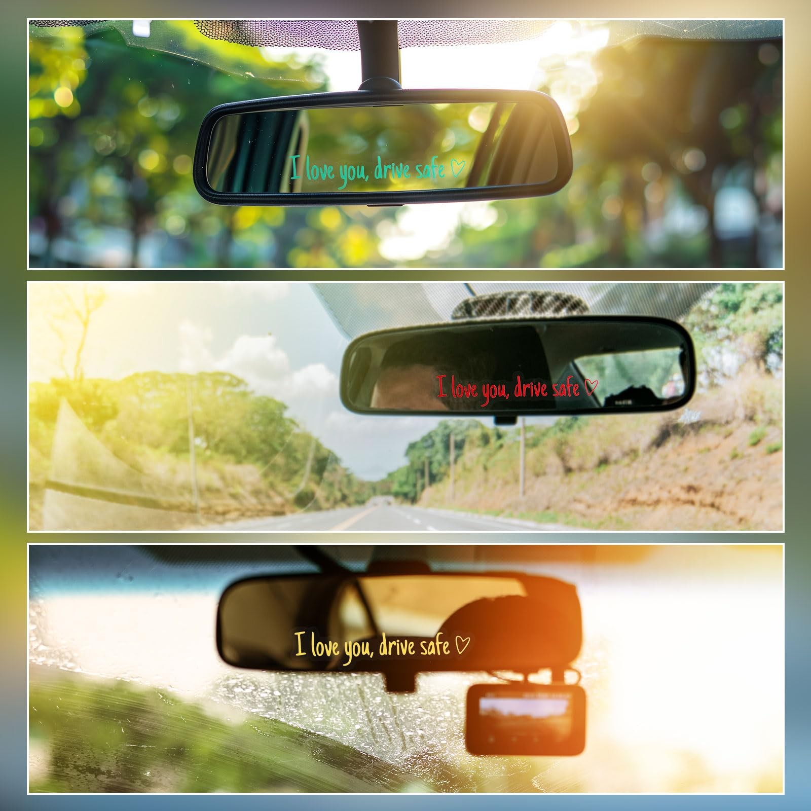Tinoaly 10 Pcs I Love You Drive Safe Mirror M, As Shown in the Picture