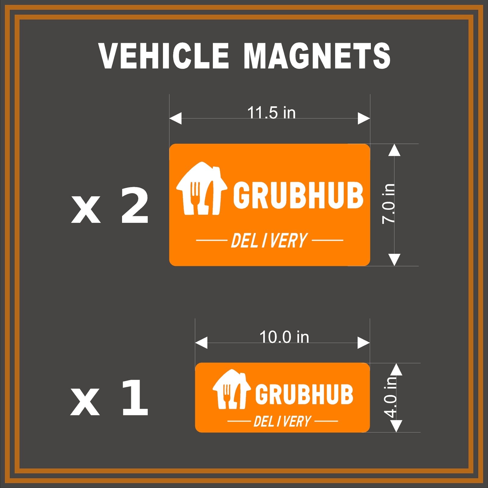 Grubhub Car Magnets 3-Pack 11.5″w x 7.0″t and 10.0″w x 4.0″t FREE SHIPPING
