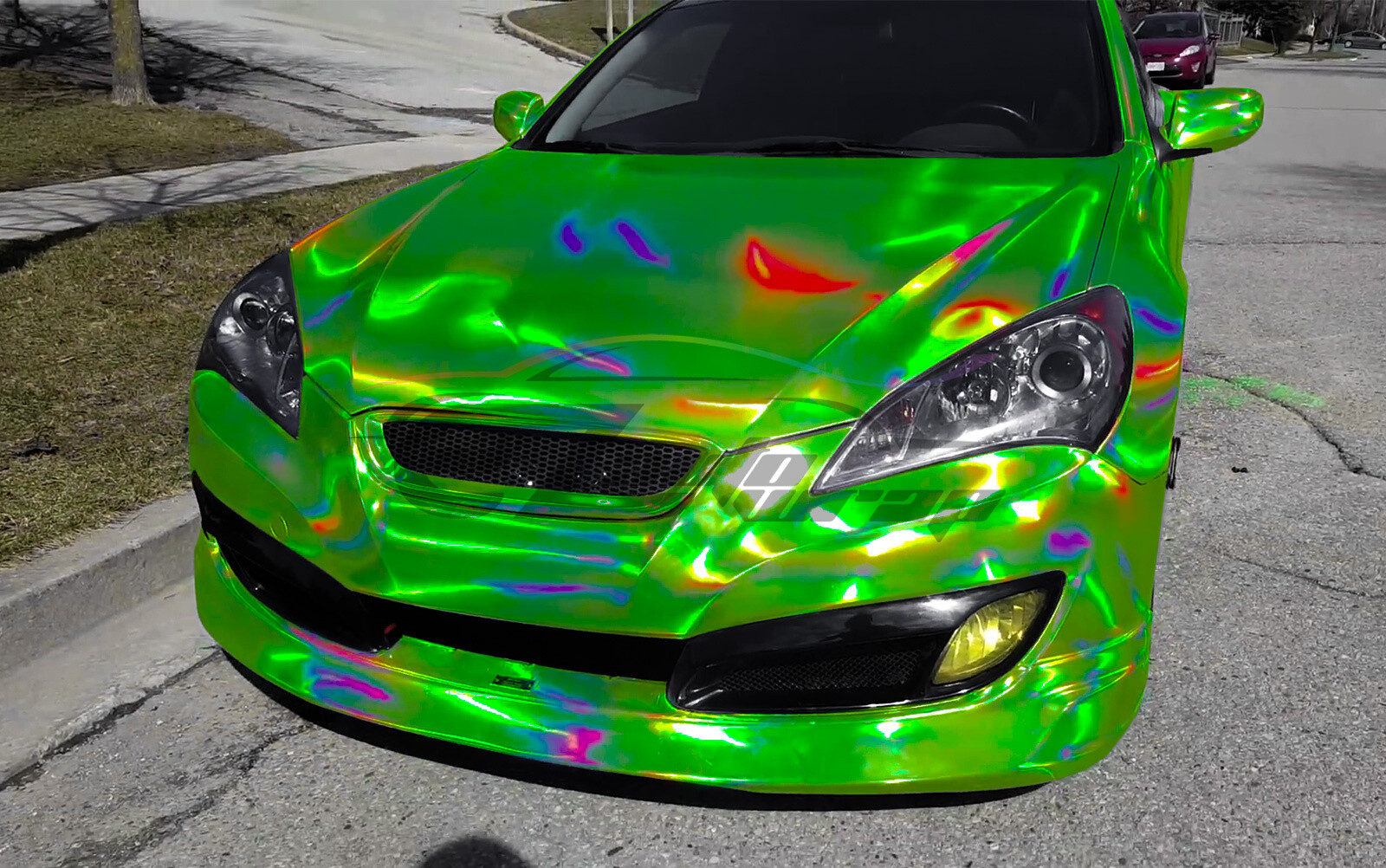 Holographic Green Rainbow Neo Chrome Car Vinyl Wrap Air Bubble Free Sticker DIY