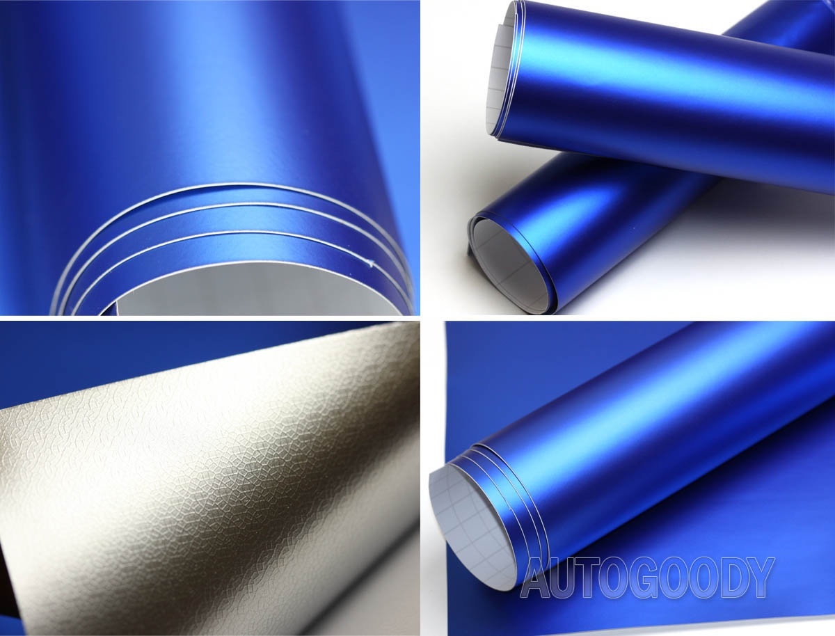 20ft x 5ft Satin Matte Chrome Metallic Deep Blue Vinyl Film Wrap Air Bubble Free