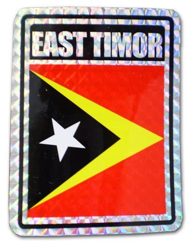 Pack of 2 East Timor Leste Country Flag Reflective Decal Bumper Sticker