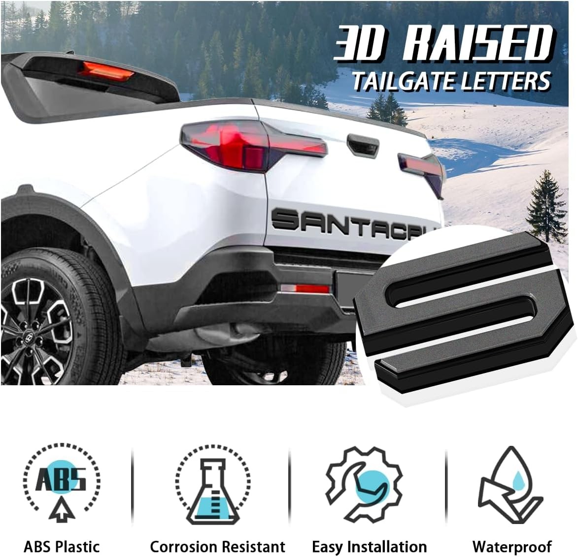 Tailgate Insert Letters Compatible for 2022 2023 2024 Black Edge Gray Faced