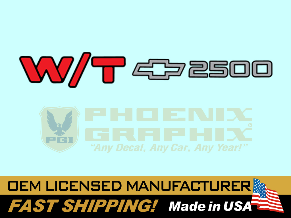 1994 – 2000 Chevrolet W/T 2500 Work Truck Tailgate Name Decal Graphic 3-Color!