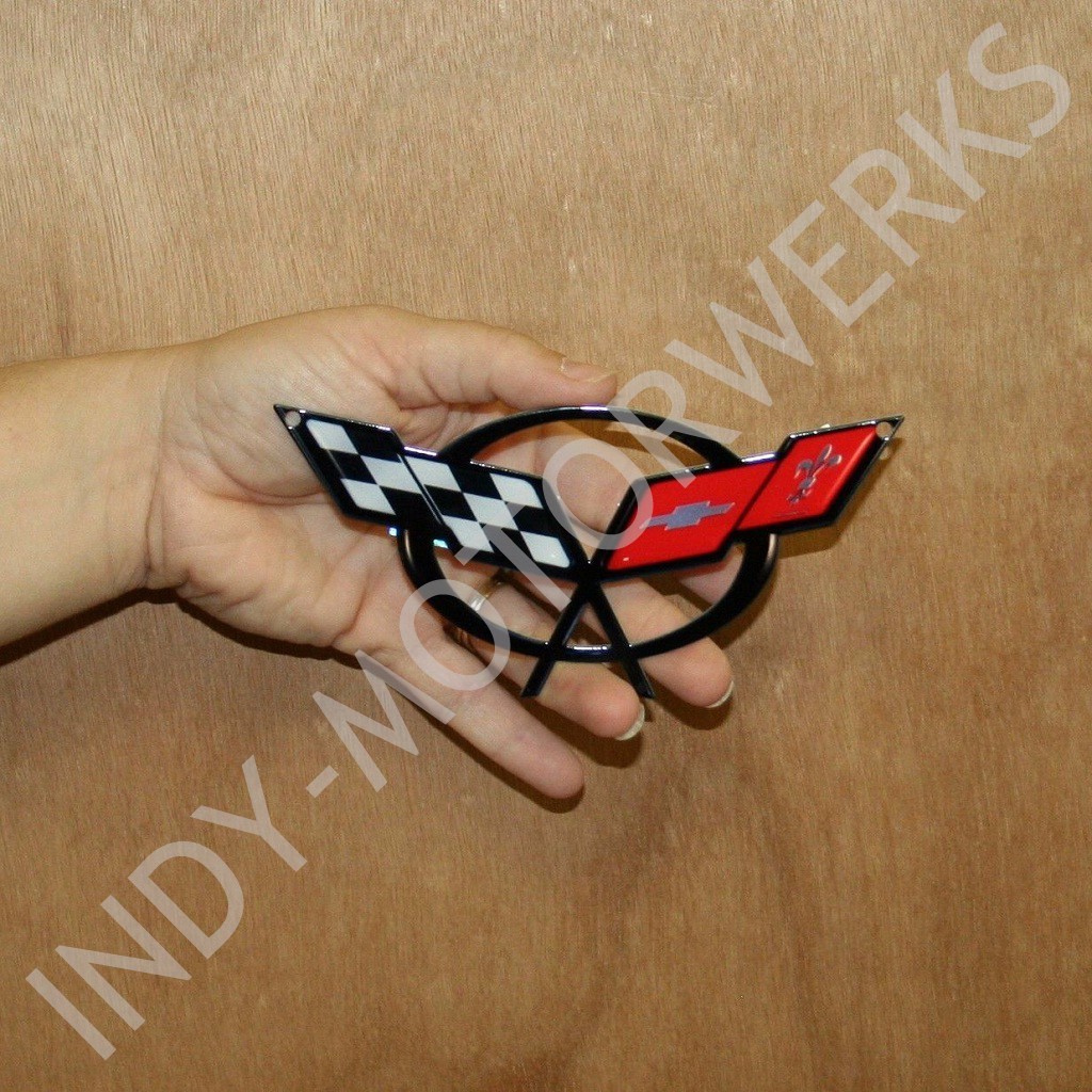 C5 CORVETTE CROSSED FLAG METAL MAGNET EMBLEM ART 97-04 SIZE: 6″ x 2 3/4″ CROSS