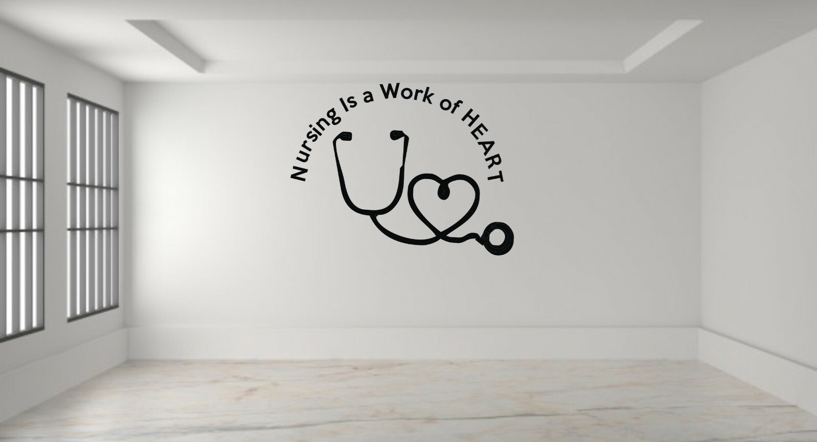 23 x 18” Black Nursing is a Work of Heart Wall Decal- perfect for break rooms
