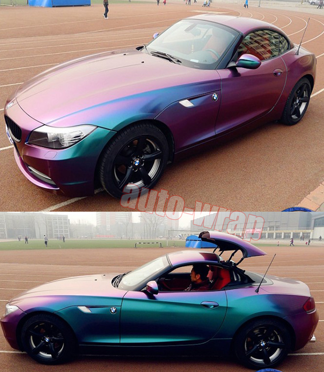 Full Car Wrap Flat Glossy Chameleon Vinyl Sticker Green Purple – 65FT x 5FT AC