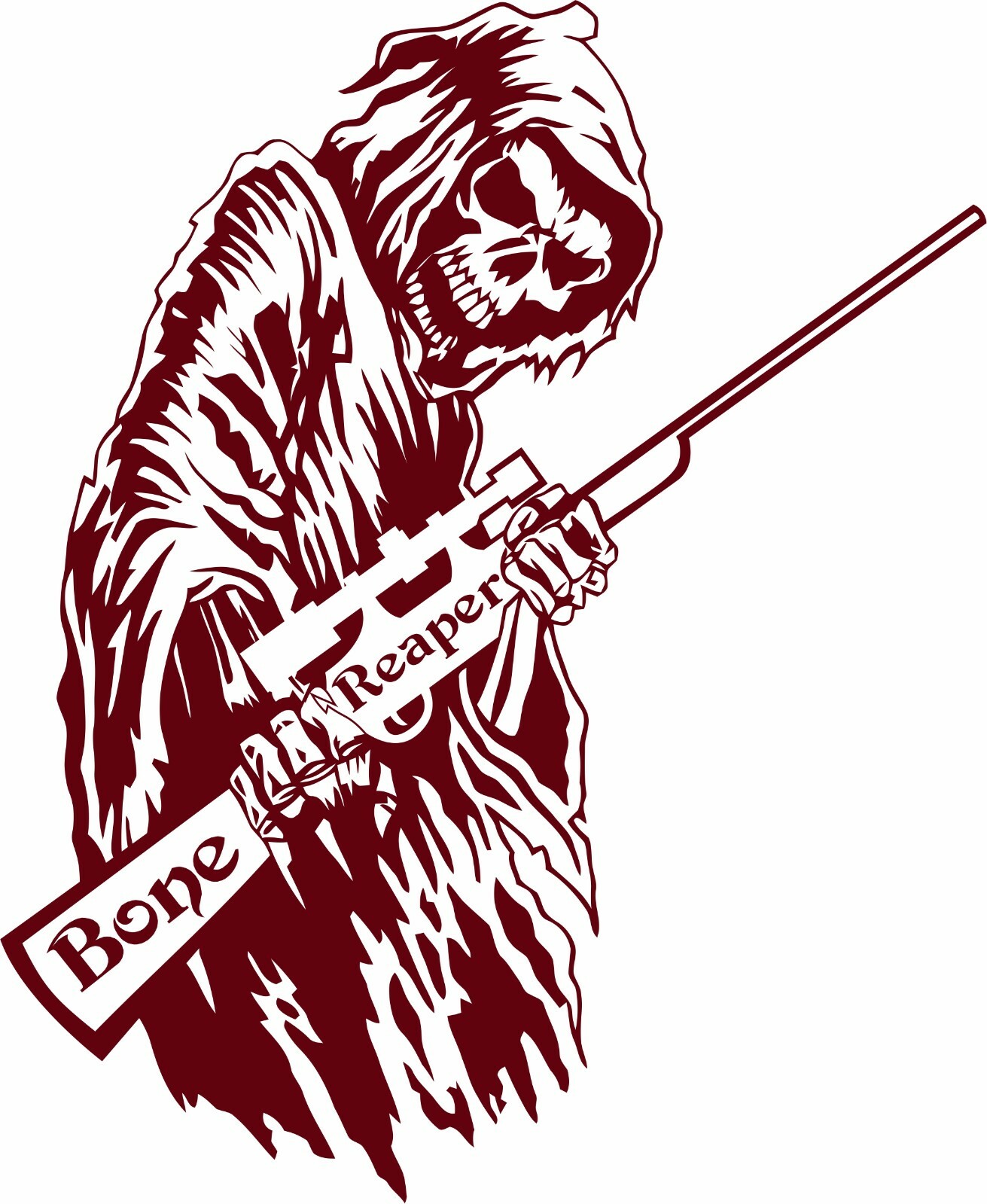 Bone Grim Reaper Gun Rifle Hunting Deer Car Truck Window Vinyl Decal Sticker