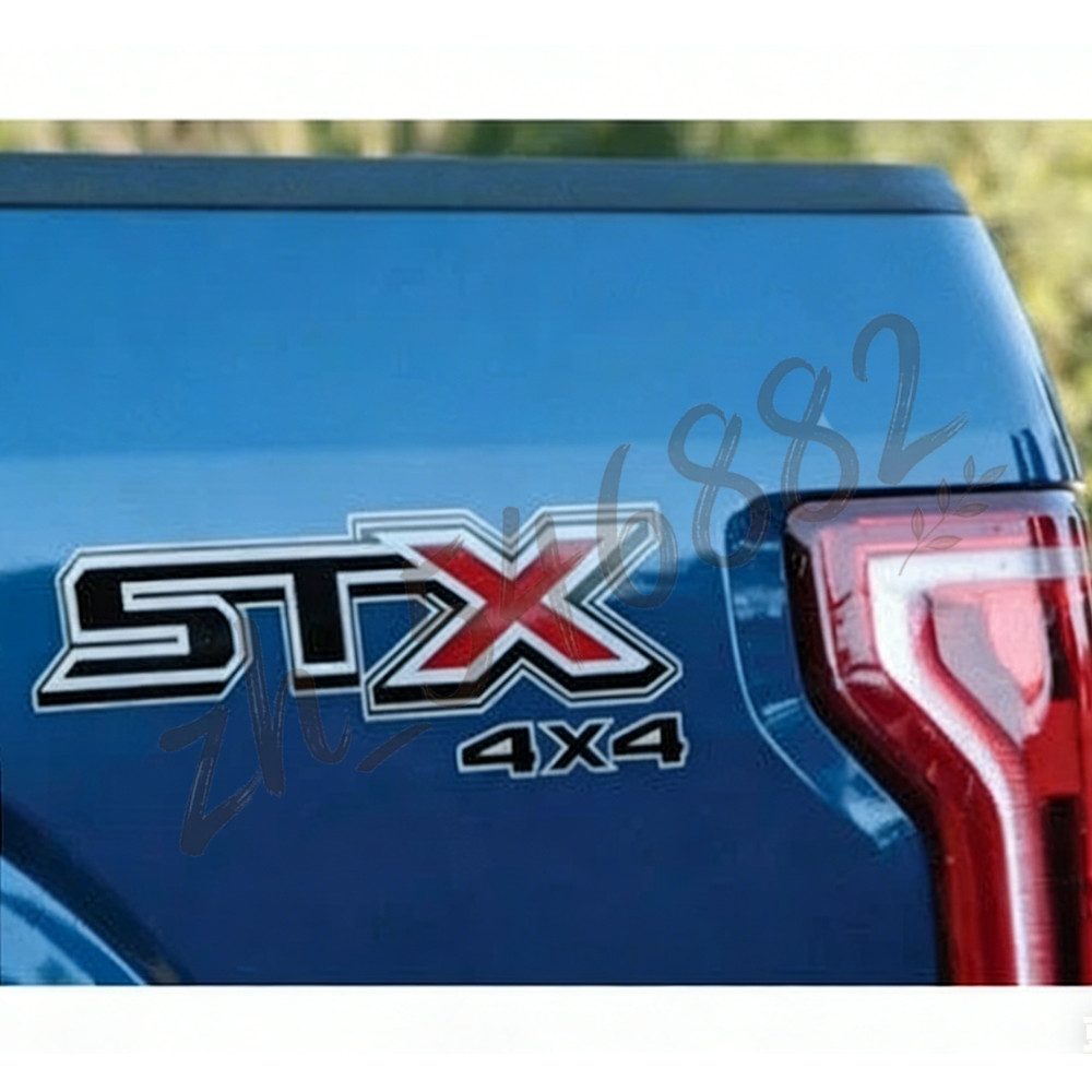 set of 2 STX 4×4 Decals Stickers Black Red Bed Side Graphics Fits F150 F250