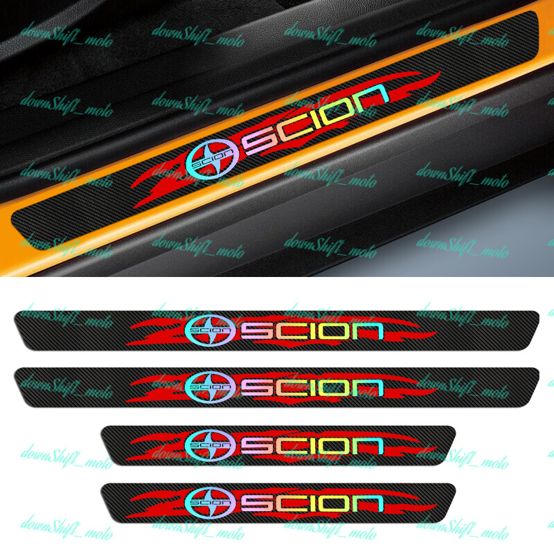 4PCS Carbon Fiber Car Door Scuff Sill Cover Panel Step Protector For SCION NEW