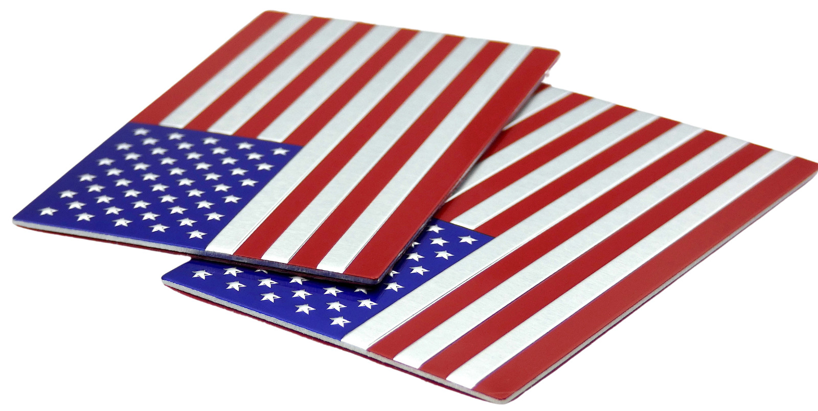 2x ALUMINUM American Flag Decal Sticker Car, Motorcycle, Patriotic Color