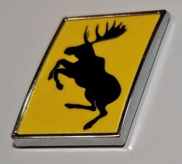 GENUINE Traditional Prancing Moose VOLVO 1” Hard Chrome Badge Slash Emblem