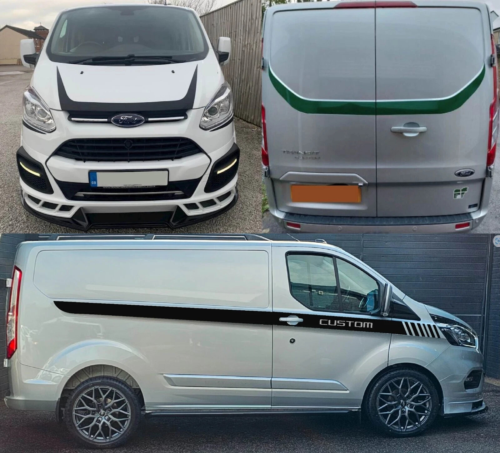 Fits Ford Transit Custom Graphics Side Stripe Wing Bonnet Rear Decals Sport