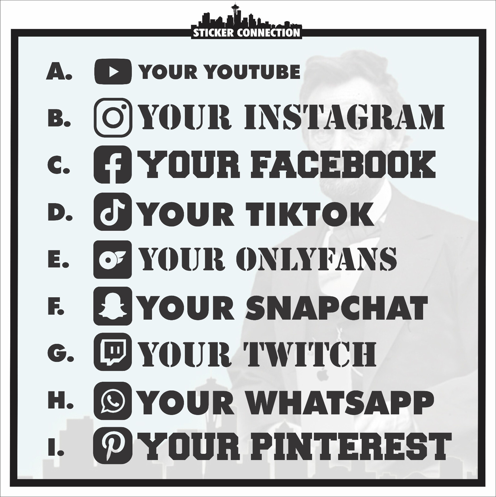Custom Username Social Media Sticker – Instagram, Snapchat, Youtube, Twitch