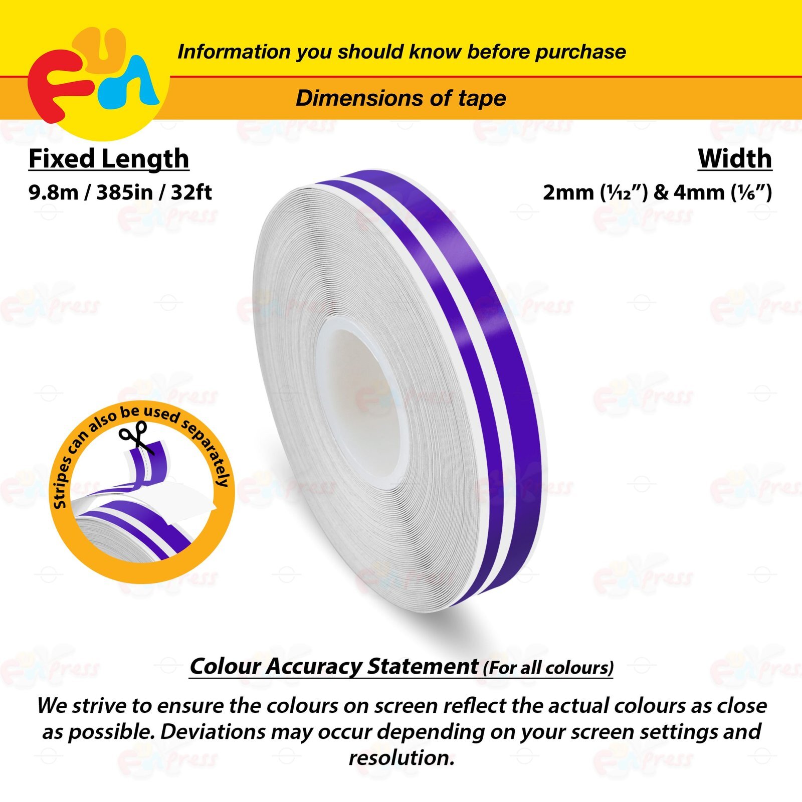 PURPLE-BLUE 1/12″ & 1/6″ Roll Vinyl Pinstriping Stripe Double Line Tape Sticker