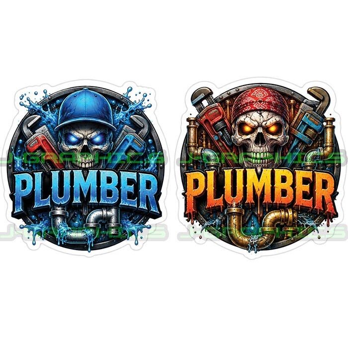Plumber Skull Trade Blue Collar Vinyl Decal Sticker C