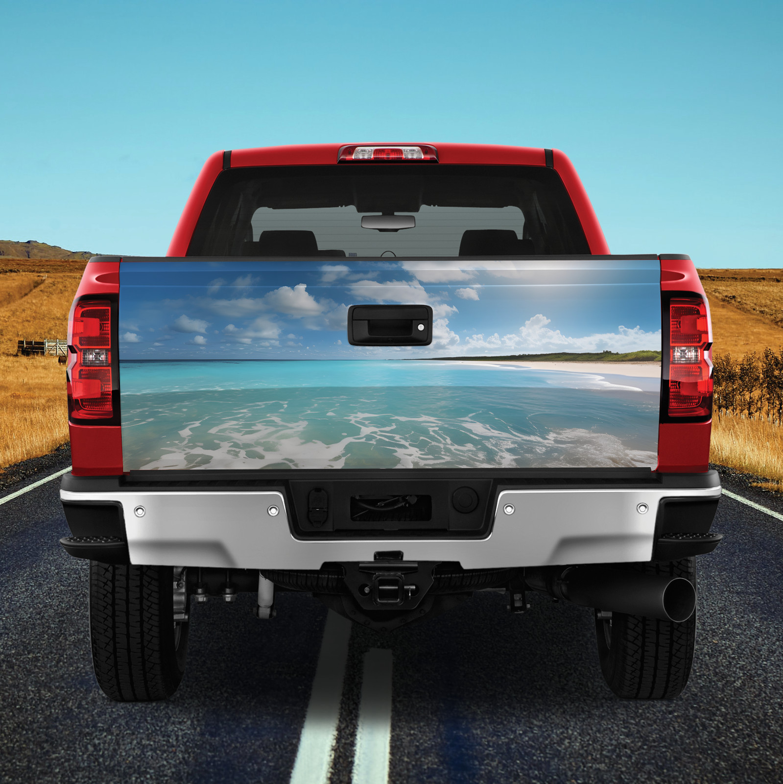Beautiful Sandy Beach Vinyl Truck Tailgate Wrap, Beach tailgate wrap