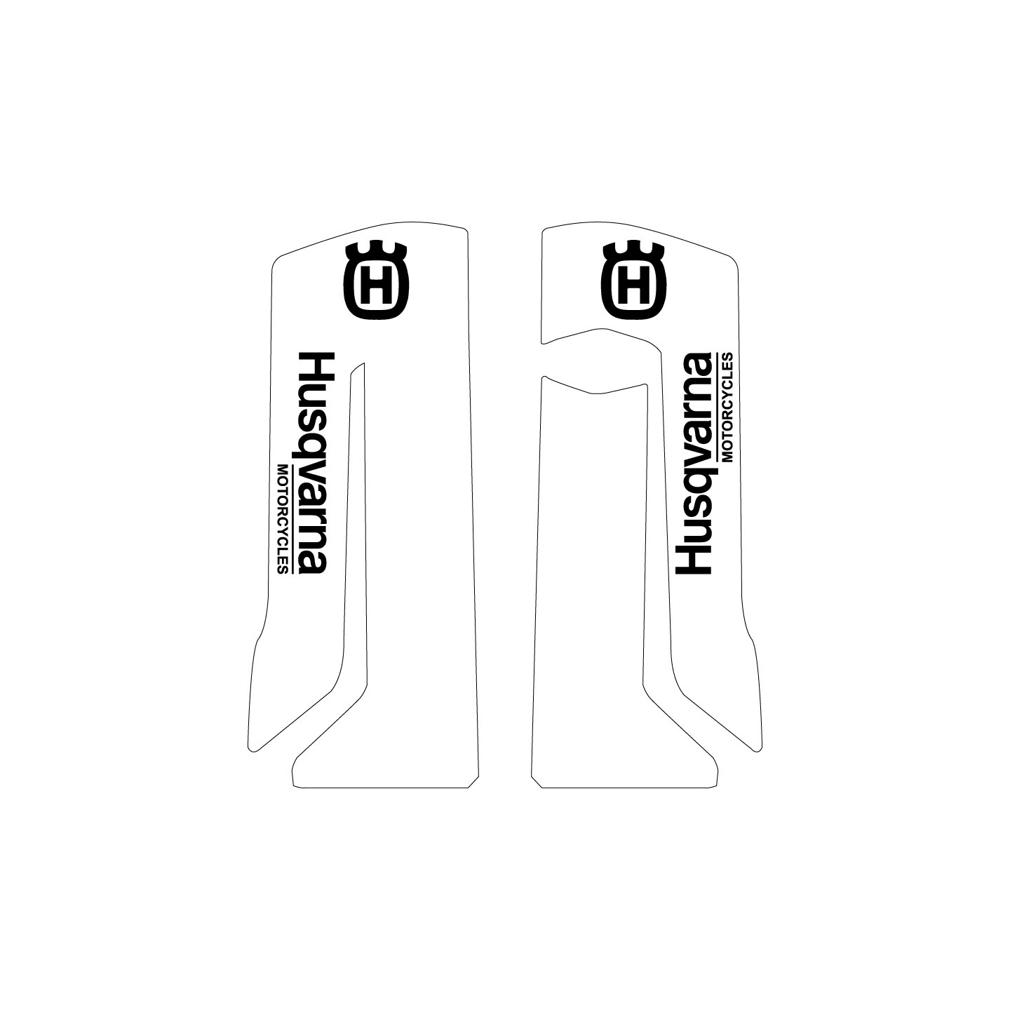 Husqvarna lower fork decals 2023-2024 FC 250-450 black on white background