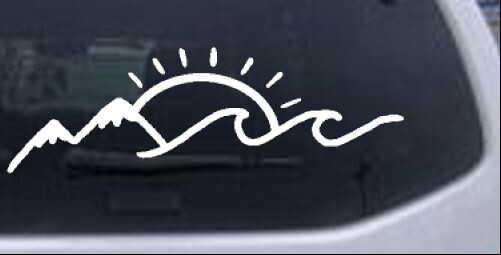 Mountain Beach Sun Wave Car or Truck Window Laptop Decal Sticker 10X3.3