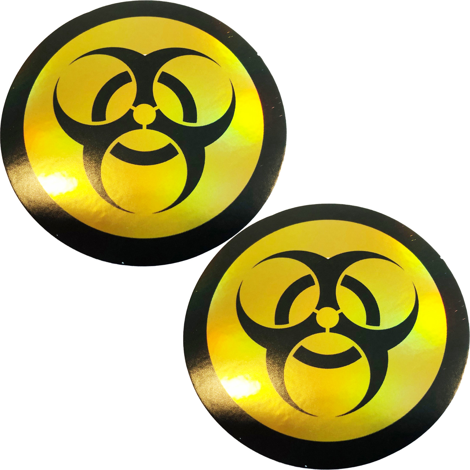 2x Shiny Biohazard Waste Symbol Corona Sticker Skateboard Skin Bumper Decal