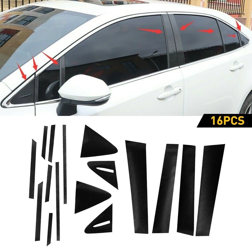 For Toyota Corolla Sedan 20-2022 5D Carbon Fiber Pillar Posts Door Trim 16Pcs H
