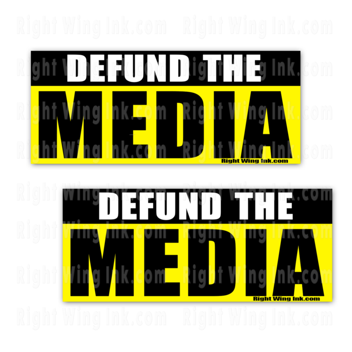 Defund The Media Right Wing Republican Bumper Sticker Decal 2 pack 8″ wide