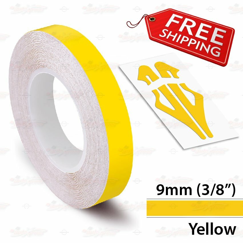 YELLOW 9mm 3/8″ Roll PIN STRIPE Car Striping Trim Line TAPE Decal Vinyl Sticker