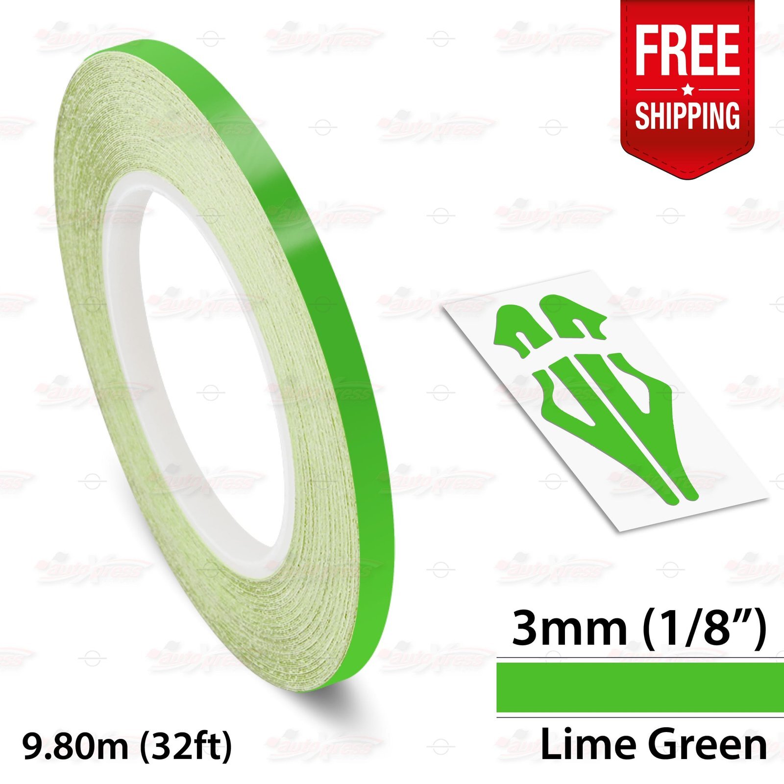 LIME GREEN 1/8″ 3mm Roll PIN STRIPE Car Striping Line TAPE Decal Vinyl Sticker