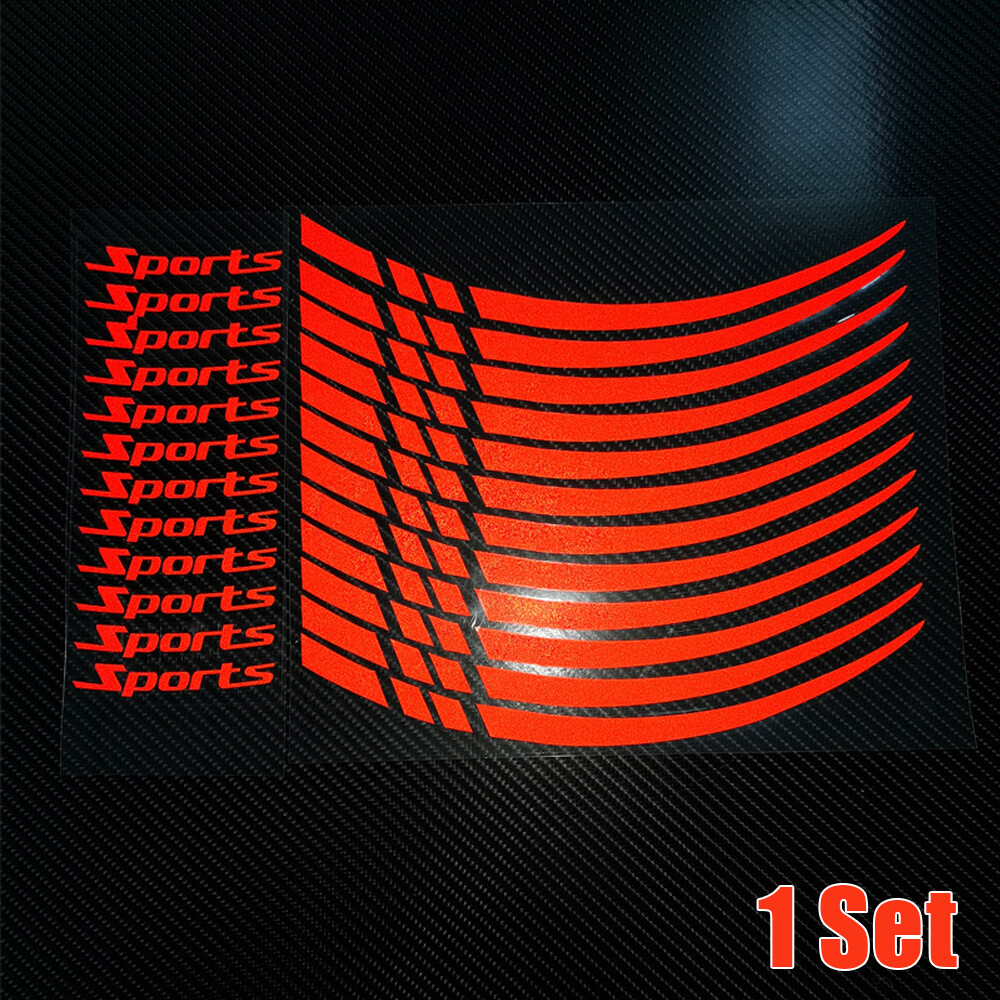 12PCS Tires Wheel Rim Reflective Decal Stickers Decor For Car Motorcycle Bike