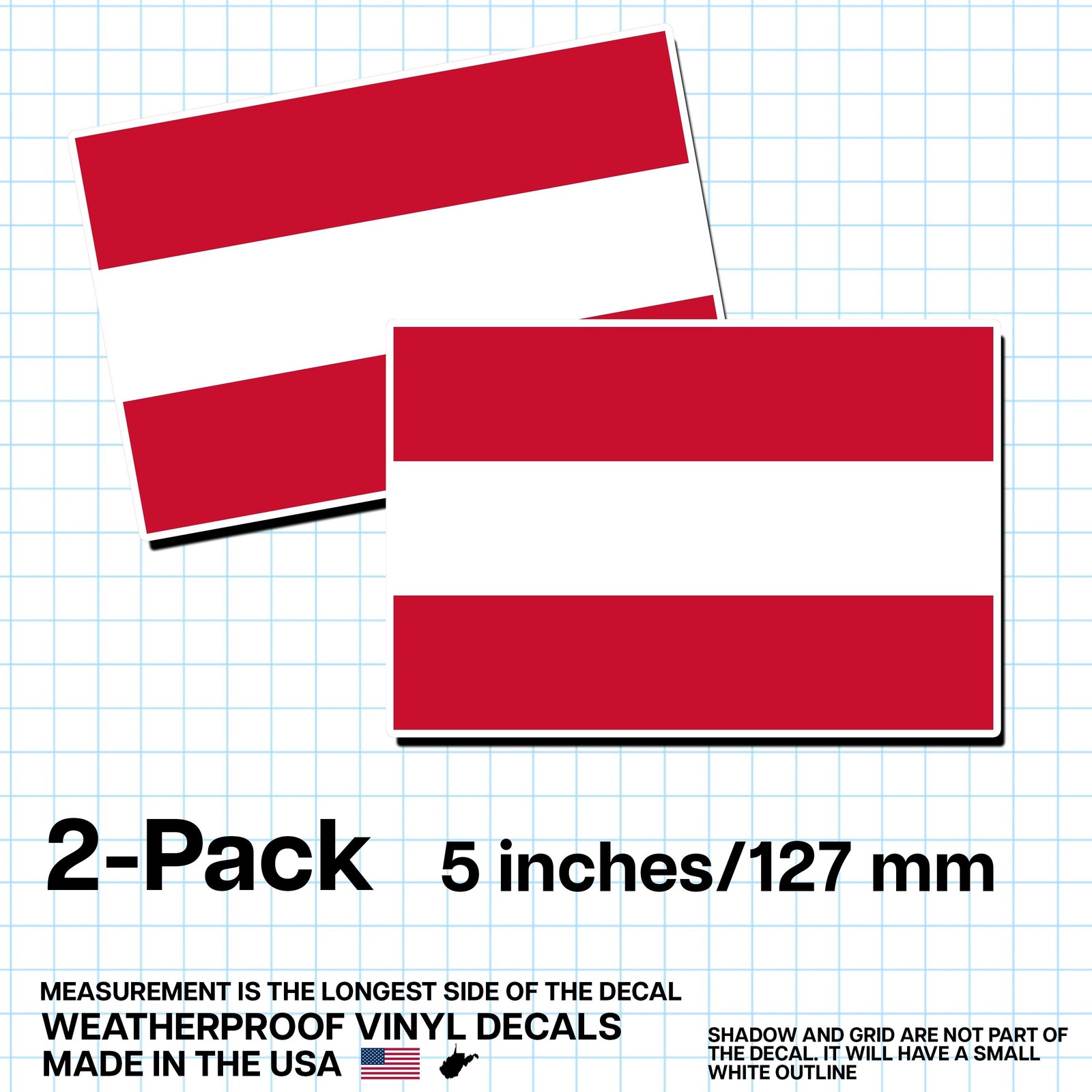 Austria Flag Sticker 5″ 2-Pack – AT Decal – Austrian Pride Vinyl