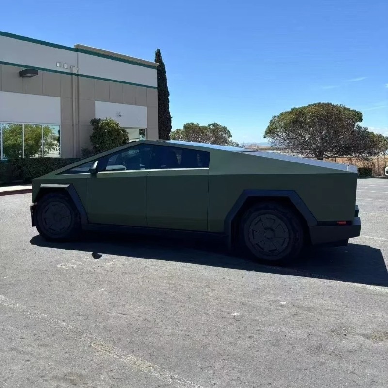 Tesla Cybertruck Military Green Paint Protection Film Kit PreCut Full Body Wrap