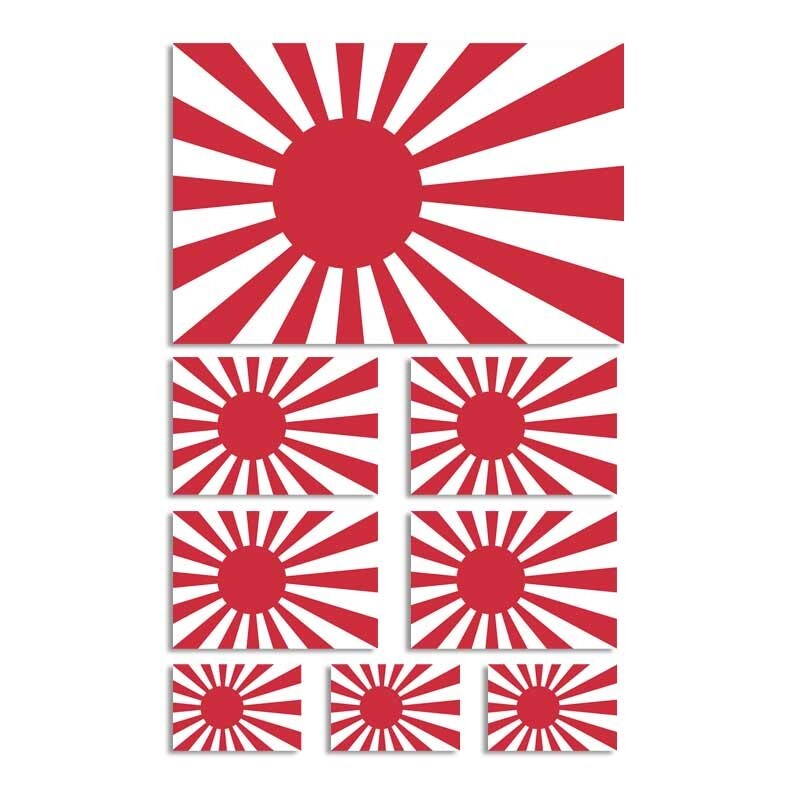 Assorted Japan Japanese Sticker Flag Set Rising Sun Tokyo Naval Decal 8 pcs