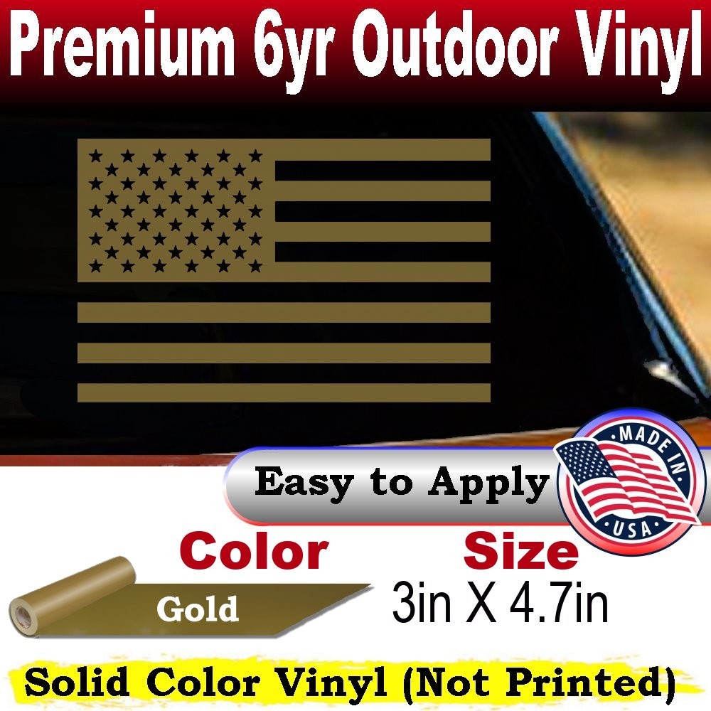 American Flag Car or Truck Window Laptop Decal Sticker Gold 3X4.7