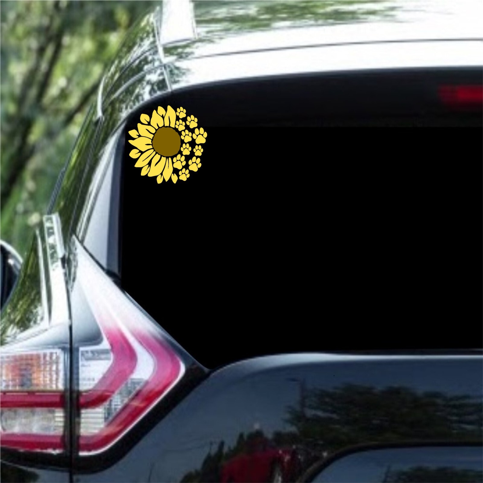 Sunflower and Paw Prints Vinyl Decal – Multiple Sizes