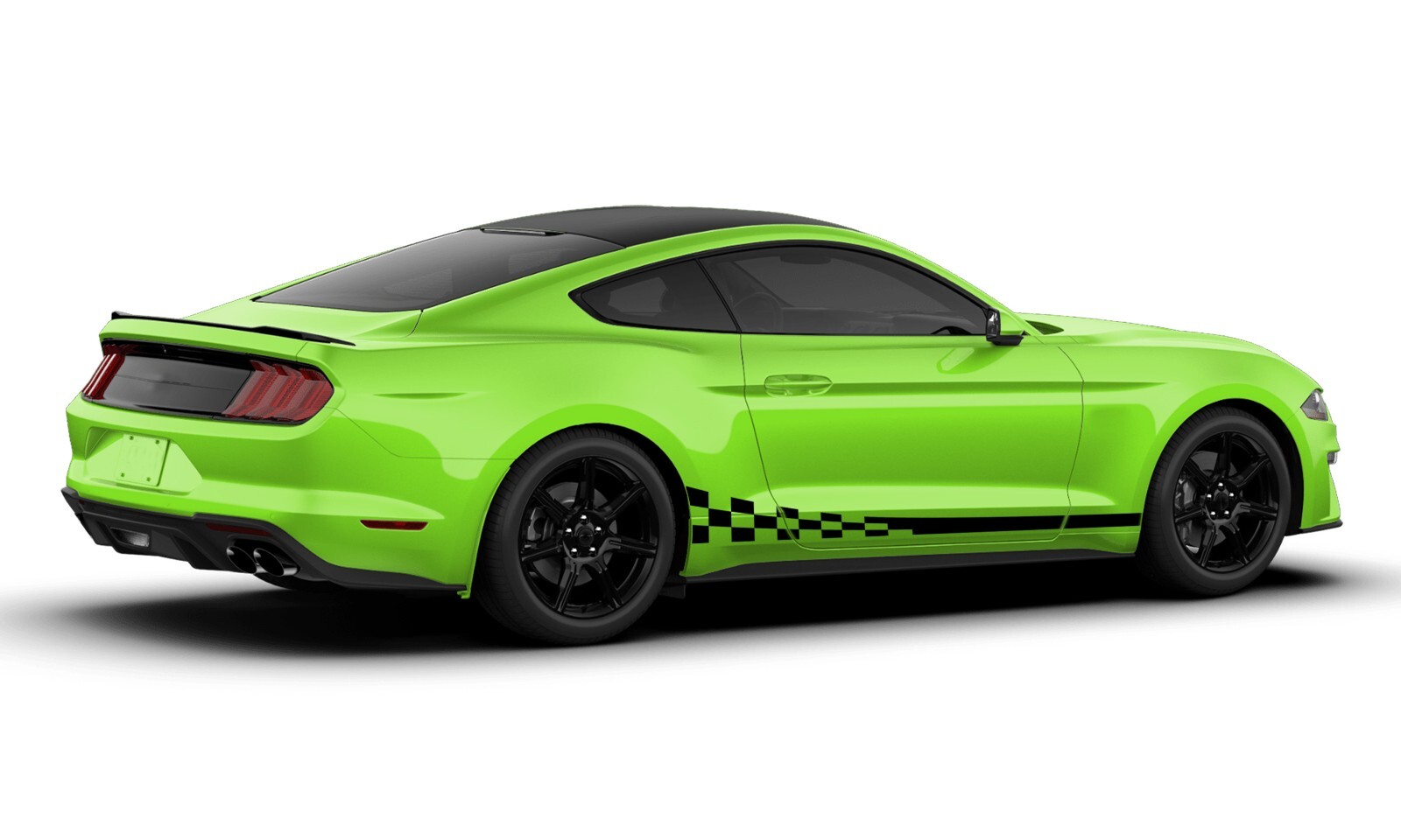 Wavy flag side stripes graphics stickers decals compatible with Ford Mustang