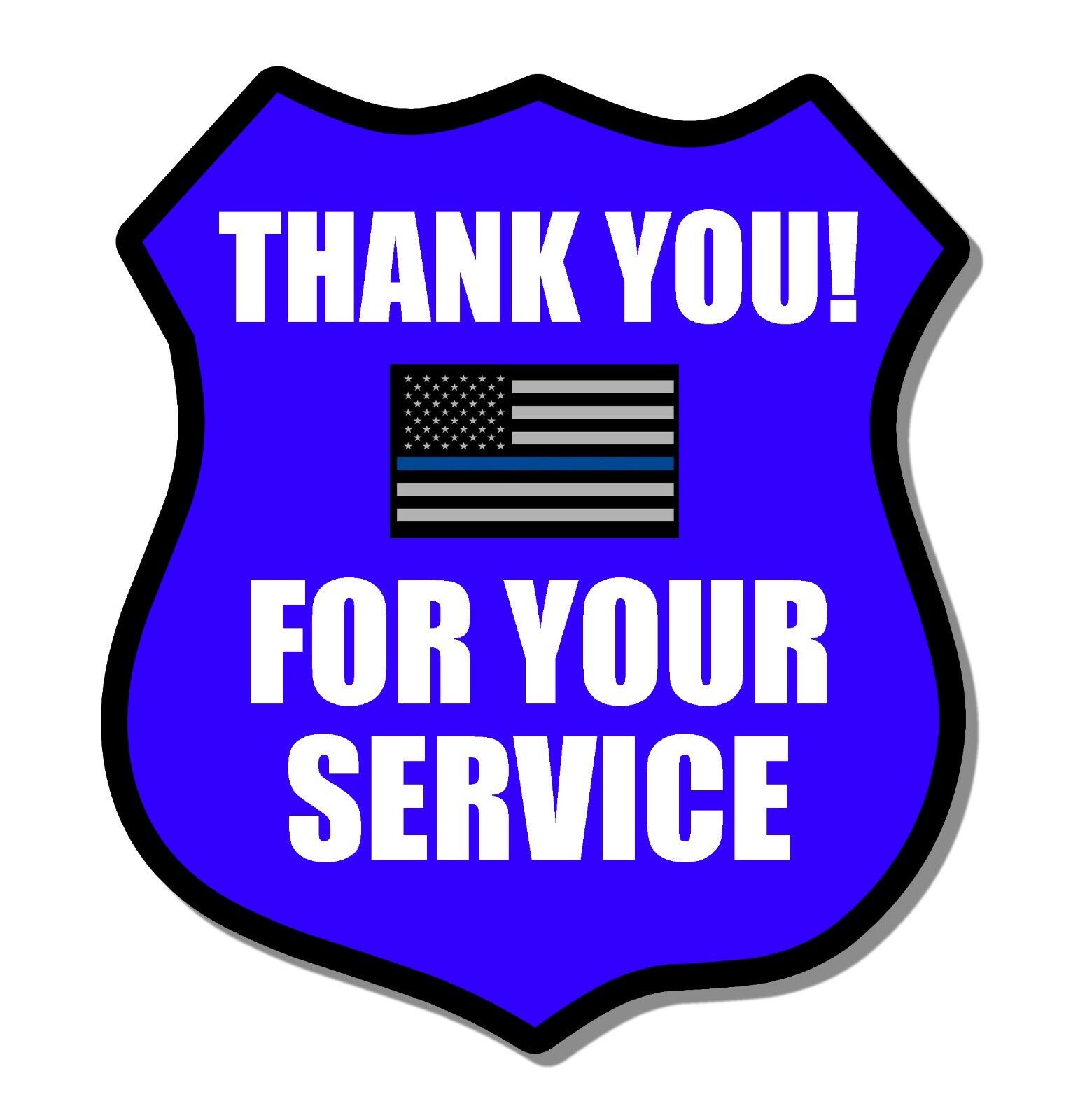 Thank you Support Police Law Enforcement blue color flag sticker decal 4″ Inches