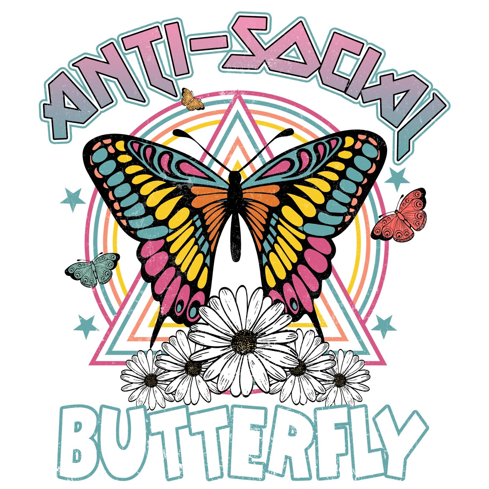 3” Antisocial Butterfly Sticker Flower Introvert Social Distance Anxiety