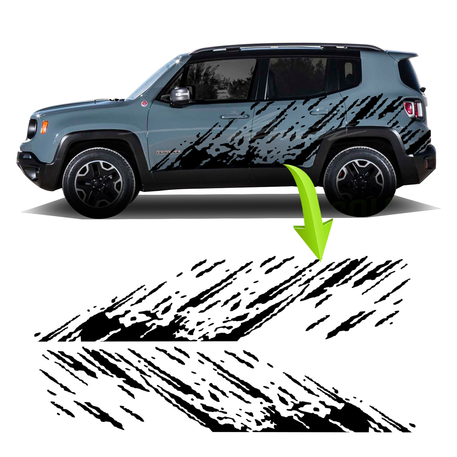 Mud Splash Graphic Vinyl Decals Universal – FITS 2015 and up Jeep Renegade