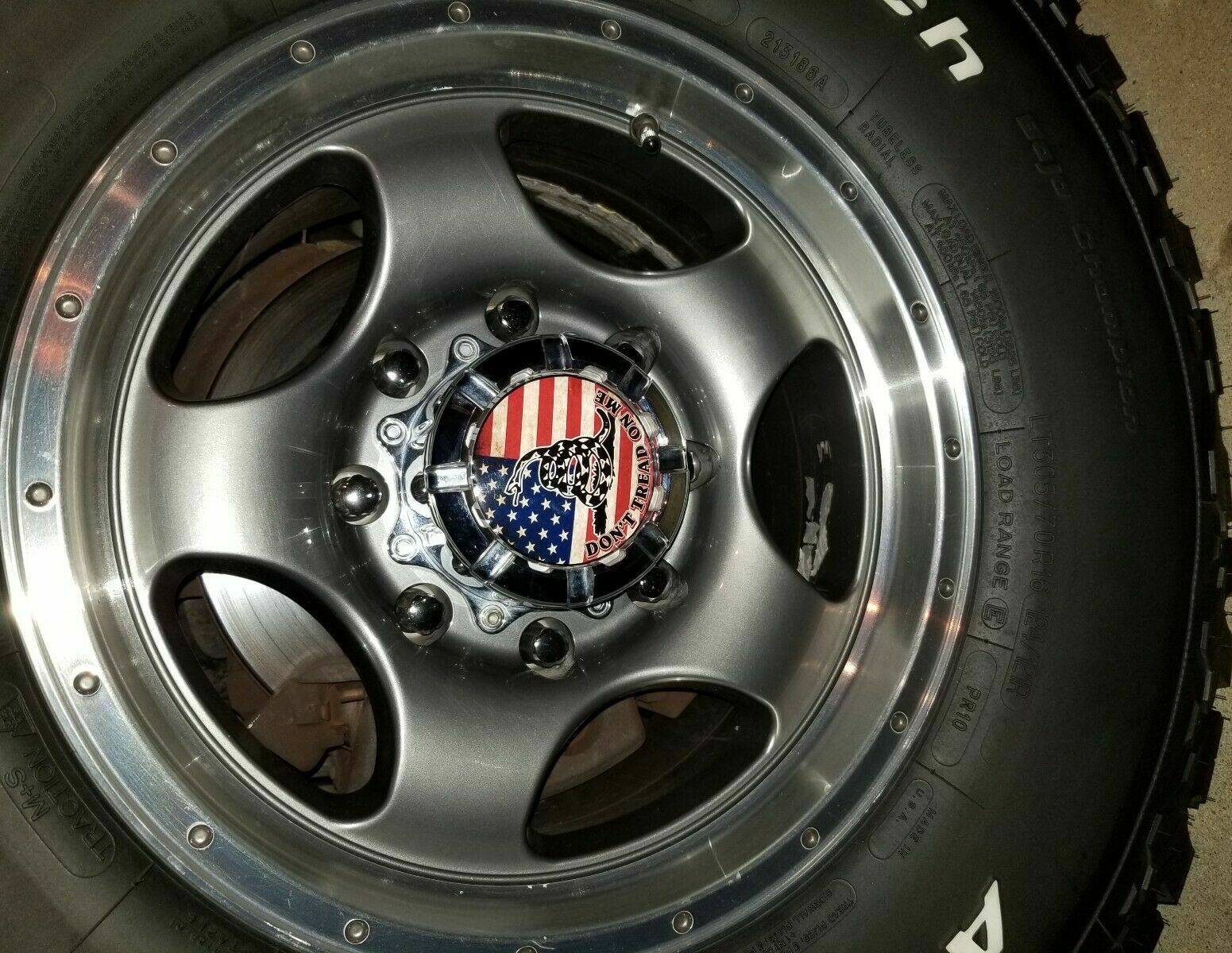 Dont Tread On Me American Flag Set of 4 Center Cap Decals Covers for Truck 3.5″