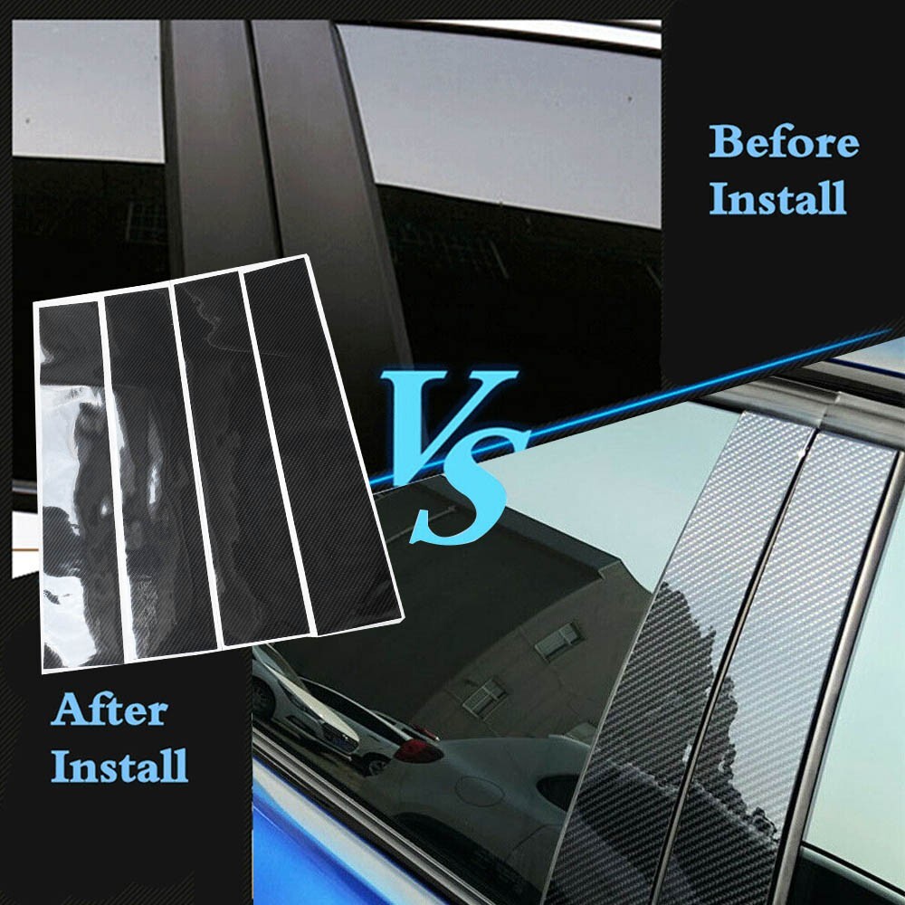 5D Carbon Fiber Texture Vinyl Car Exterior Pillar Post Door Window Sticker Trim