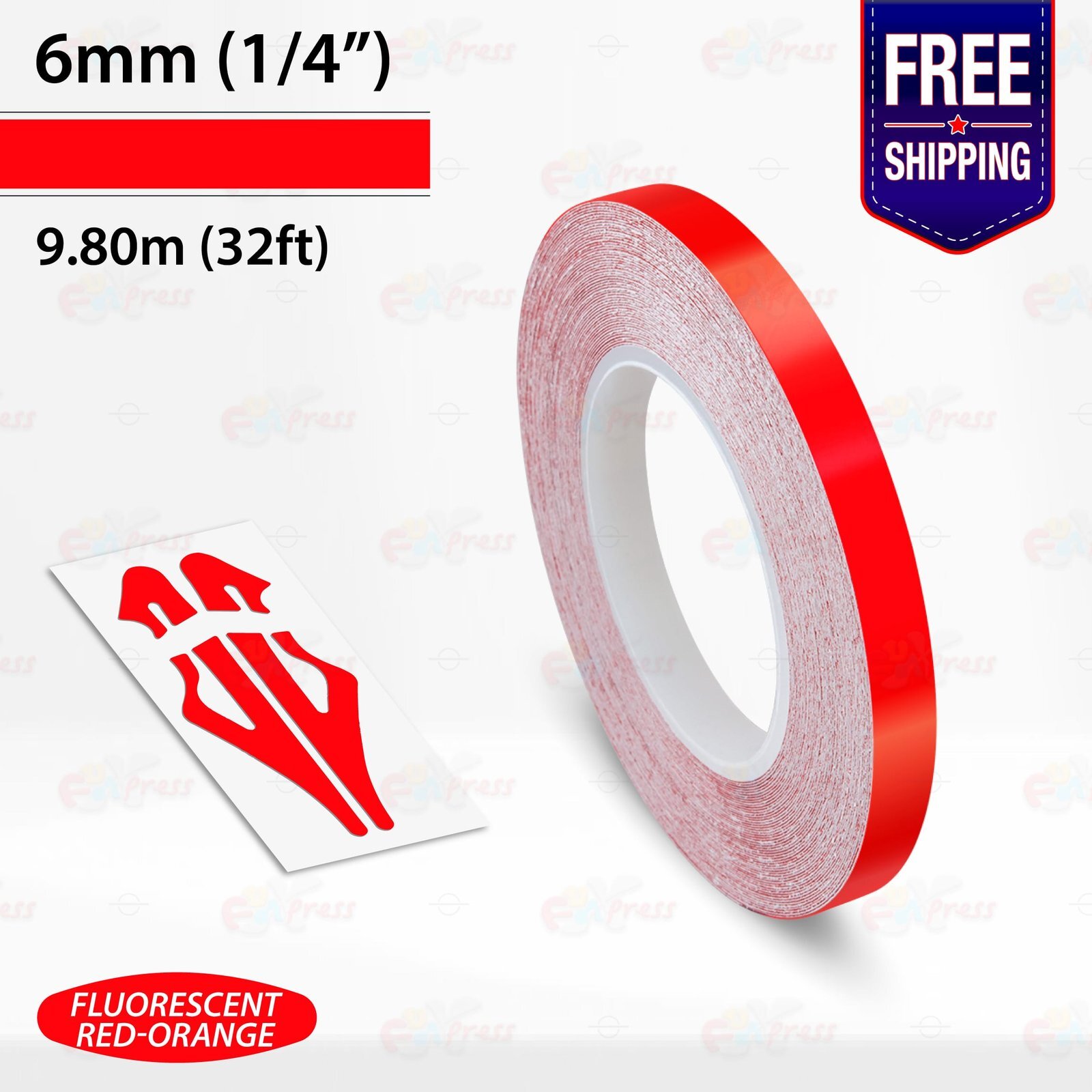 FLUORESCENT RED-ORANGE 1/4″ STRIPE Car Model Motorcycle TAPE Vinyl Sticker 6mm