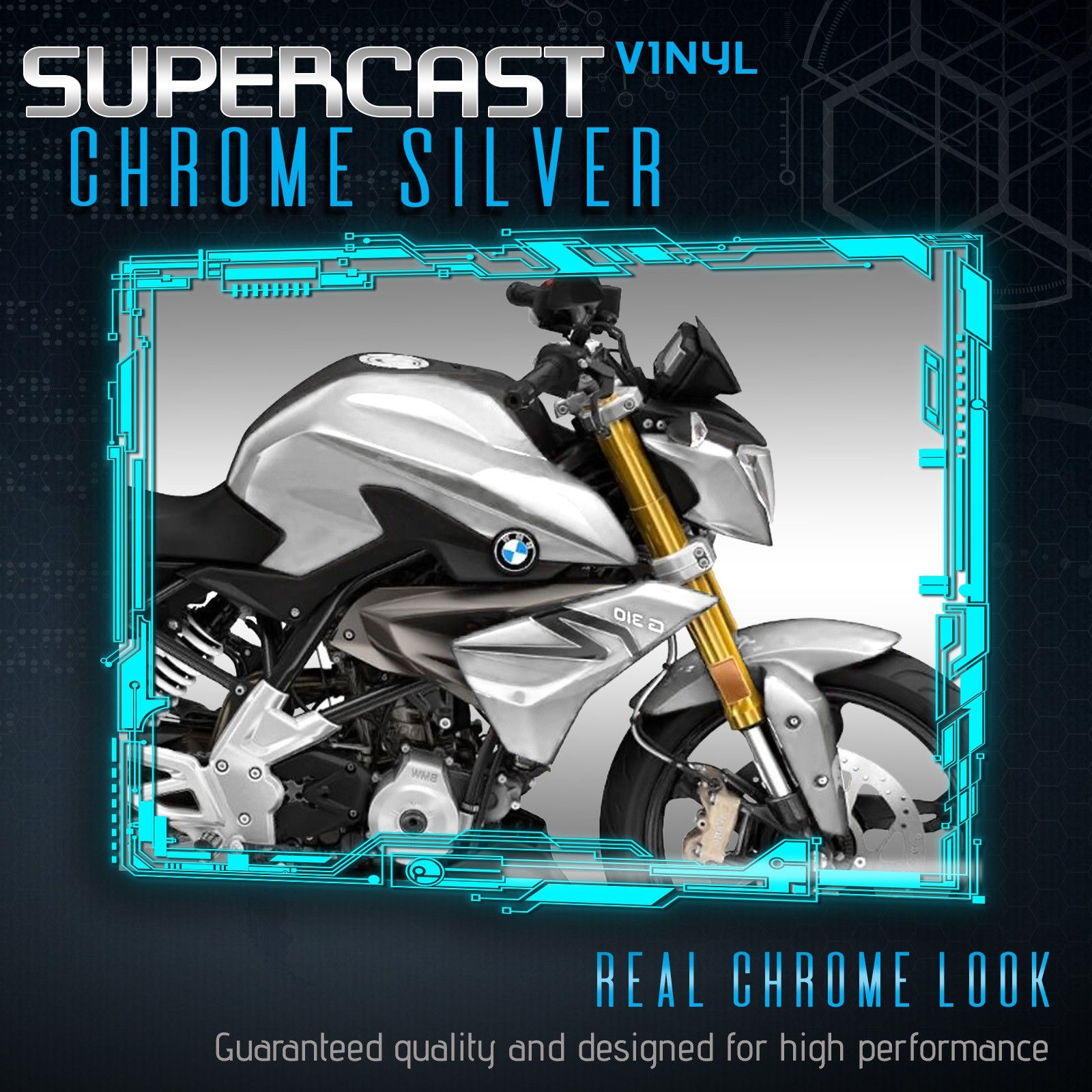 Supercast Flex Stretch Mirror Chrome Vinyl Wrap Sticker Roll Air Release Silver