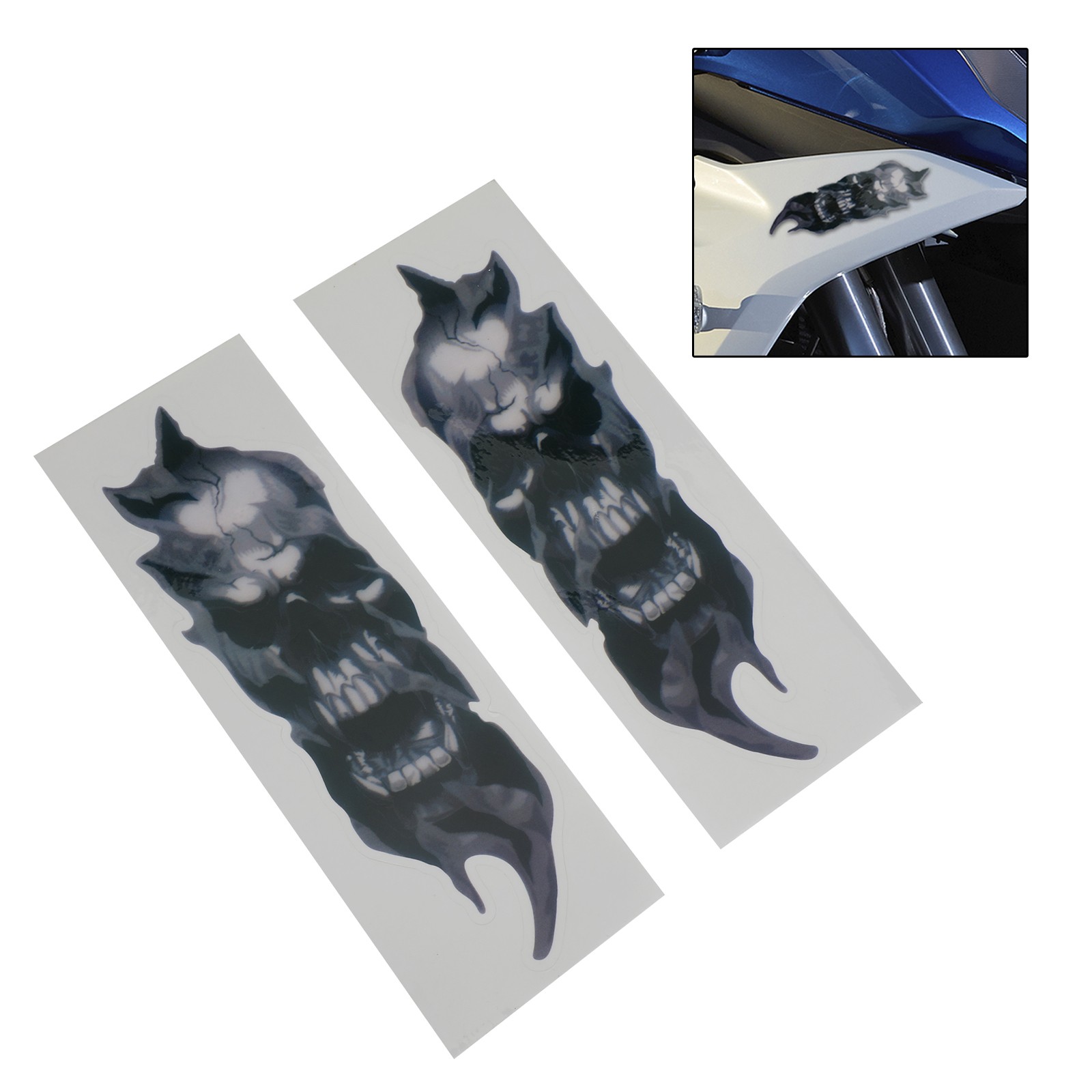 Pair Front Fork Skull Decals Graphic Stickers For Motorcycle Touring Dyna UE