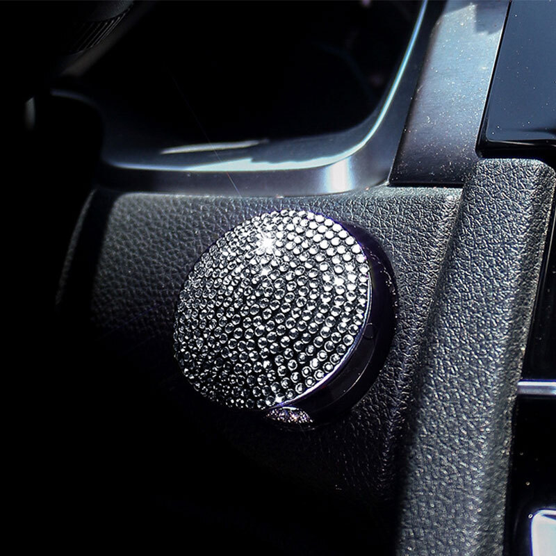 1pcs Bling Bling Rhinestone Car Start Engine Ignition Button Decor Sticker Cover
