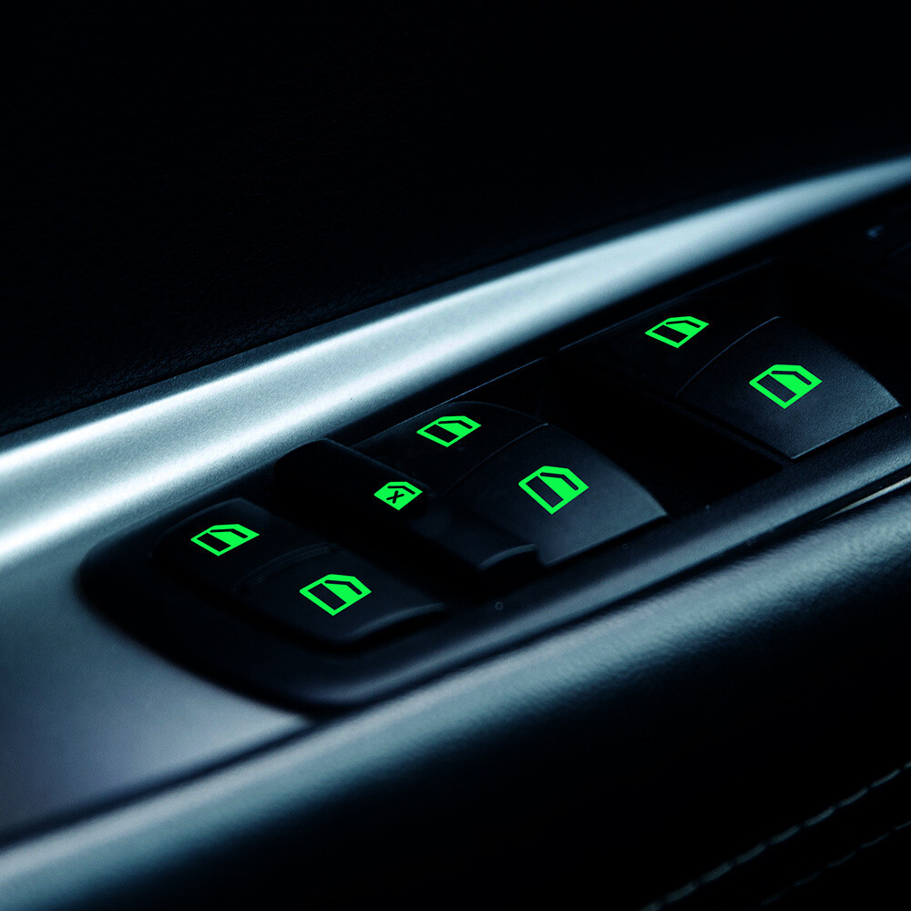 Car Door Window Switch Luminous Blue Sticker Night Safety Decal Glow In The Dark