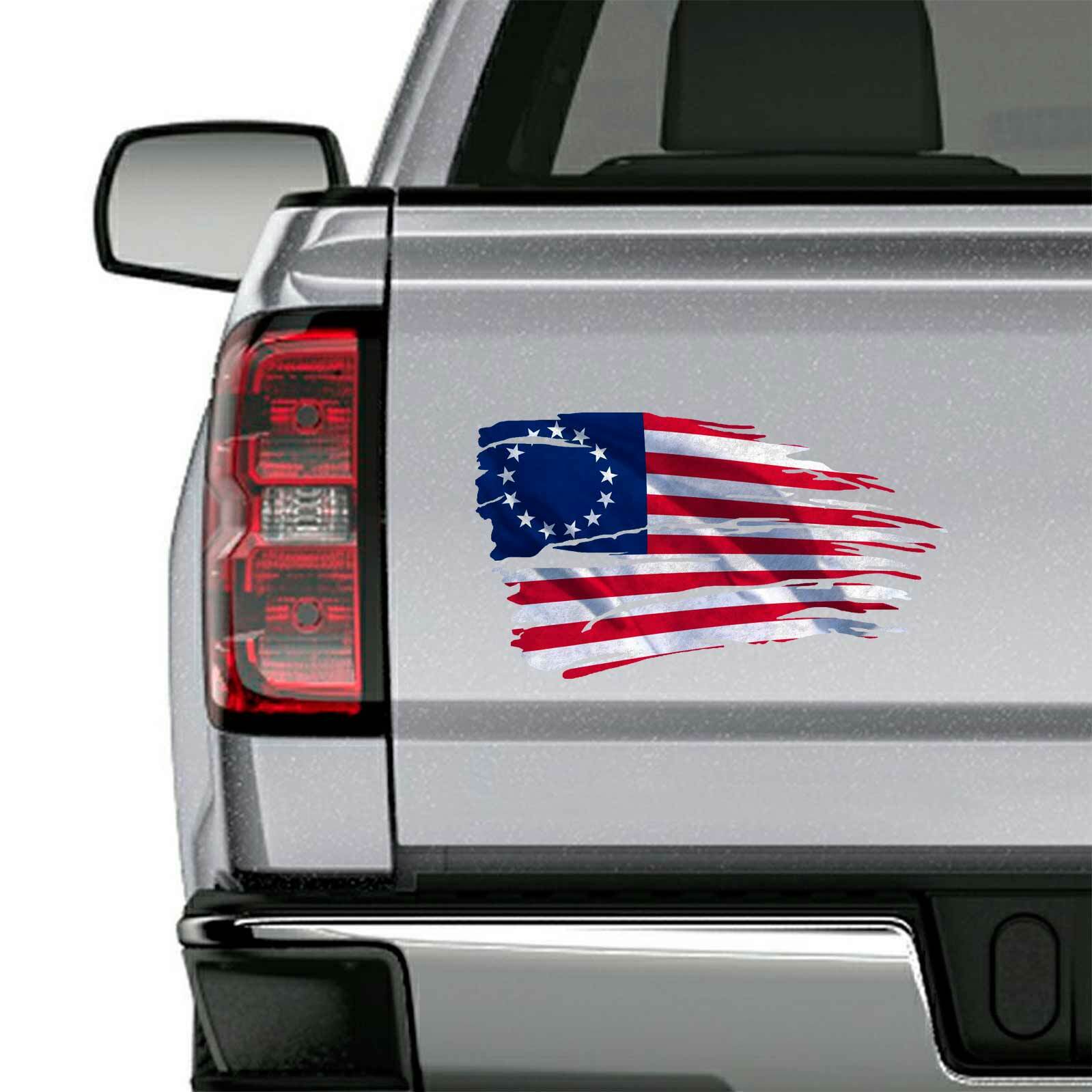 Betsy Ross Tattered American Flag Decal USA Distressed 1776 Window “2 Decals”