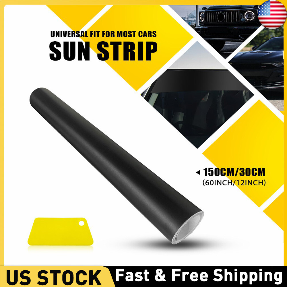 60×12” Window Tint Windshield Sun Visor Vinyl Decal Strip Sticker Matte Black